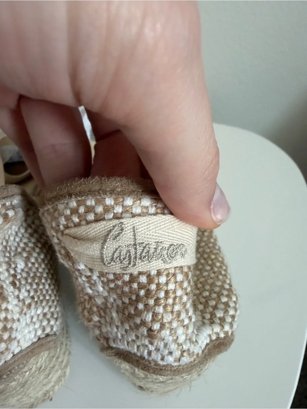 Castaner Beige Canvas Espadrille Ballet Tie Flats